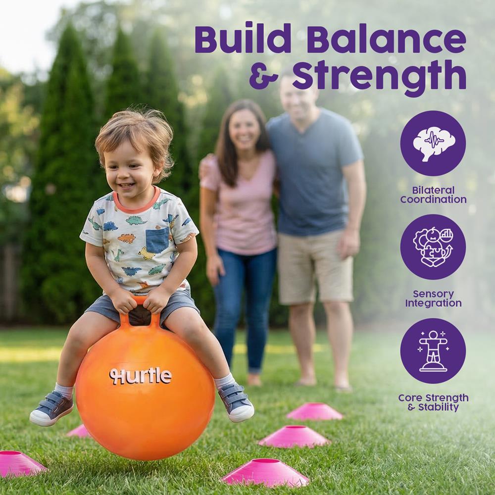 Marble Space Hopper Ball with Hand Pump and Cones - Orange