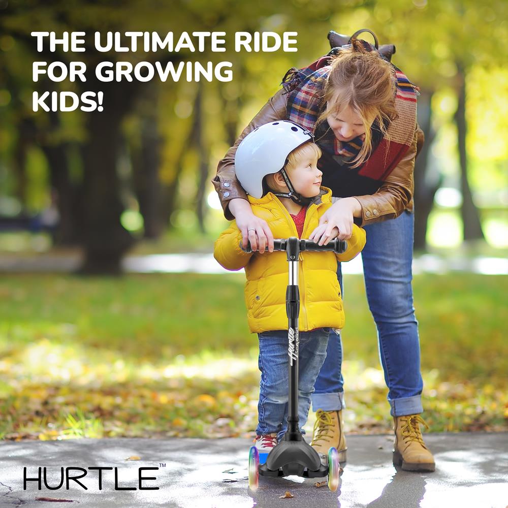 3 Wheel Kids Kick Scooter with Light Up Wheels for Ages 2 to 5 - Black