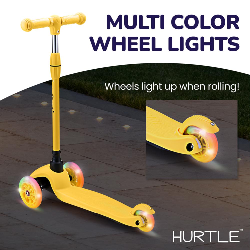 3 Wheel Kids Kick Scooter with Light Up Wheels -Yellow