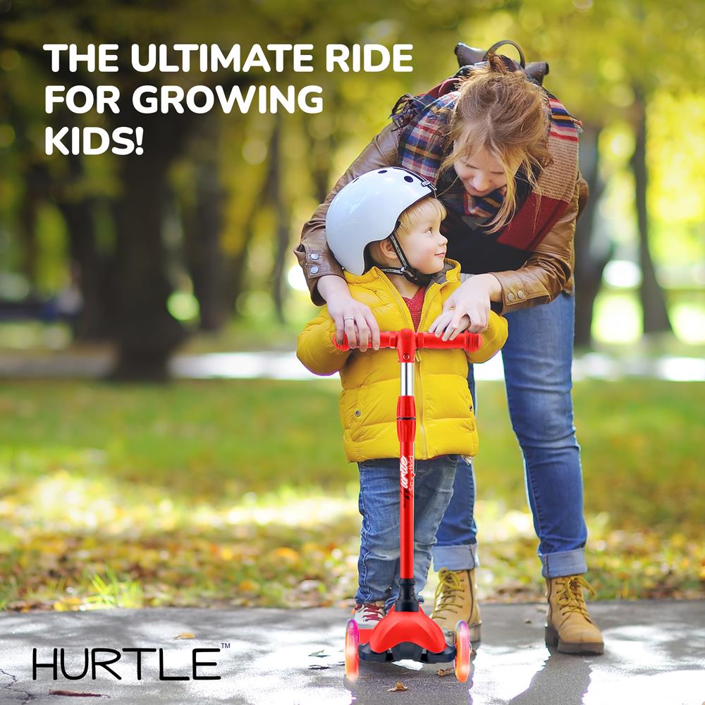 3 Wheel Kids Kick Scooter with Light Up Wheels for Ages 2 to 5 - Red