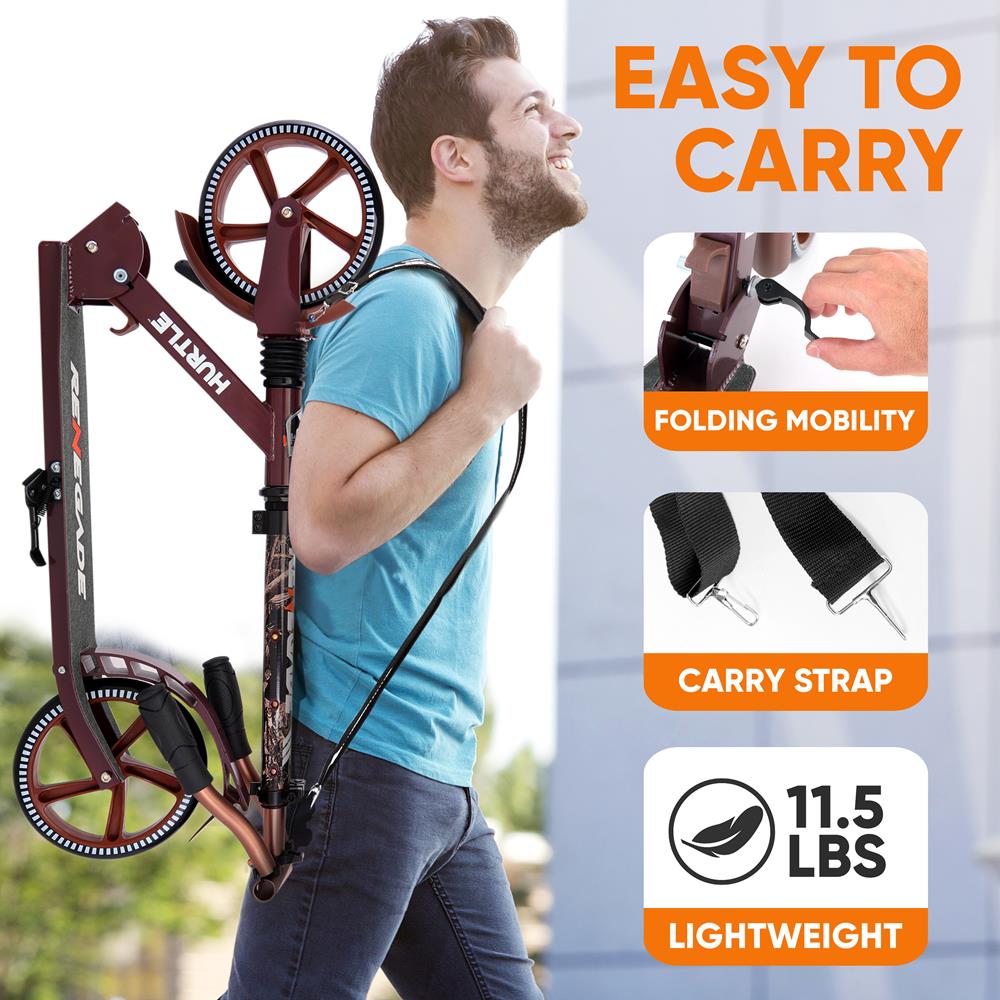 Folding Kick Scooter for Teens and Adults with Smooth 200mm Wheels