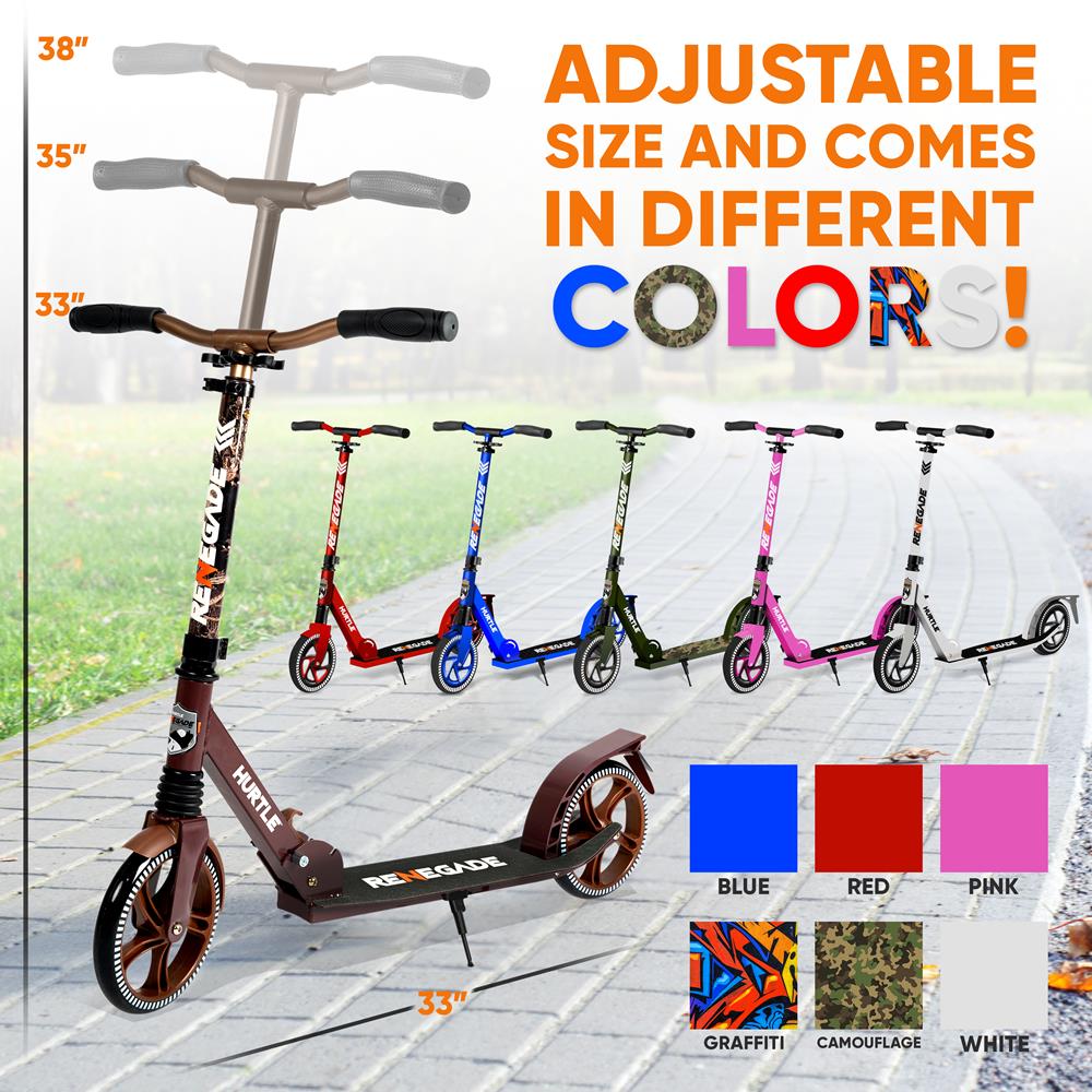 Folding Kick Scooter for Teens and Adults with Smooth 200mm Wheels