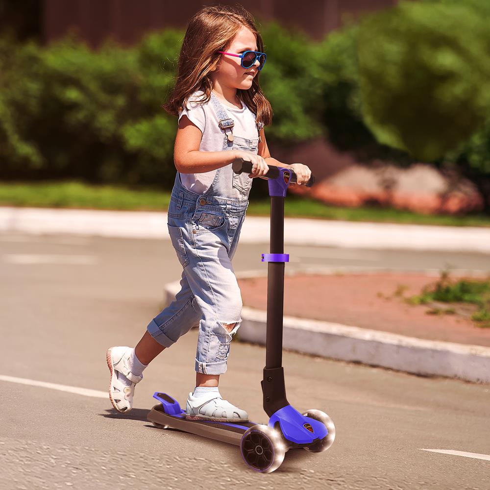 3 Wheel Foldable Kid Scooter with LED Wheels-Blue