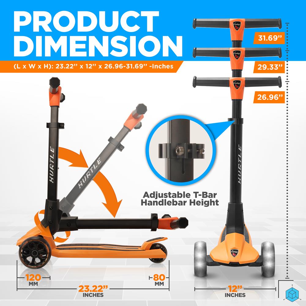 5 Wheel Foldable Kid Scooter with LED Wheels-Orange