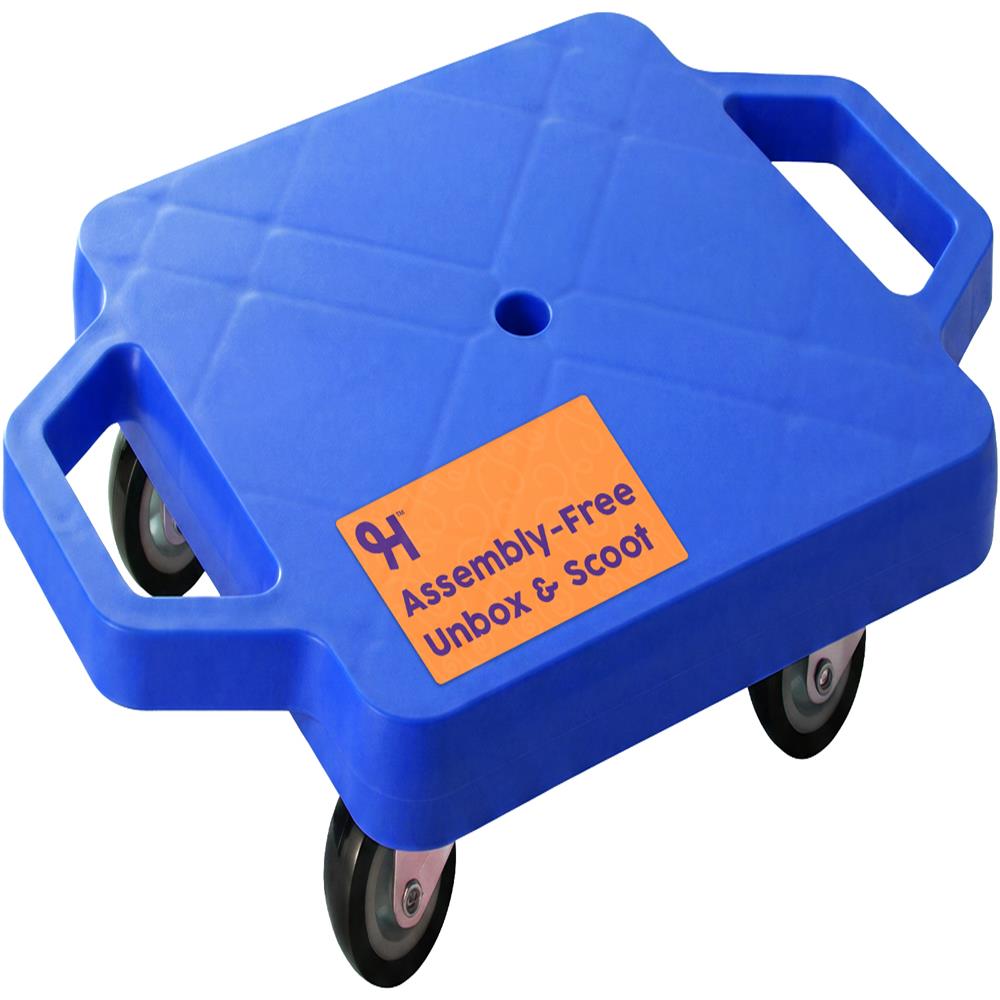 Kids Scooter Board with Handles, Tow Rope and Flat Cones - Blue