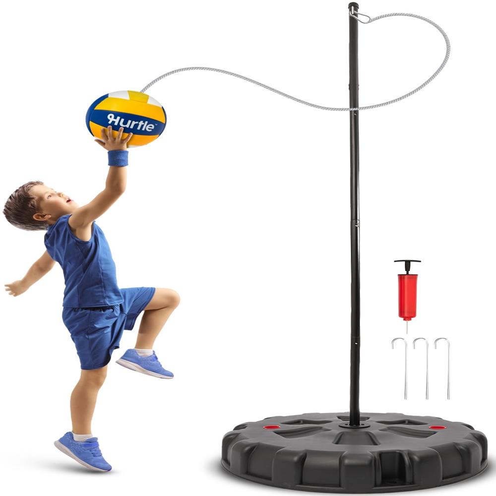 Tetherball Set with Ball Rope and Water Fillable Base -Black