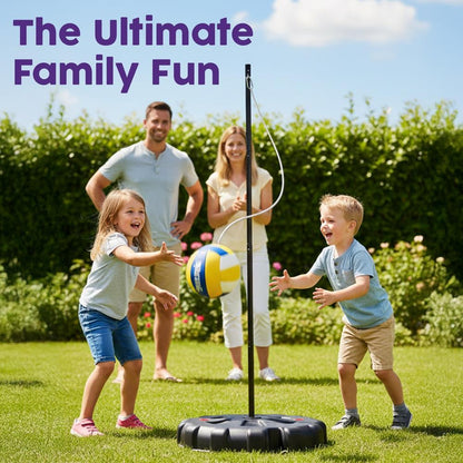 Hurtle Portable Tetherball Set - Complete Indoor/Outdoor Game With Ball Cord Pole Pump And Heavy-Duty Base For Gym Backyard Beach And Lawn Fun (Black)