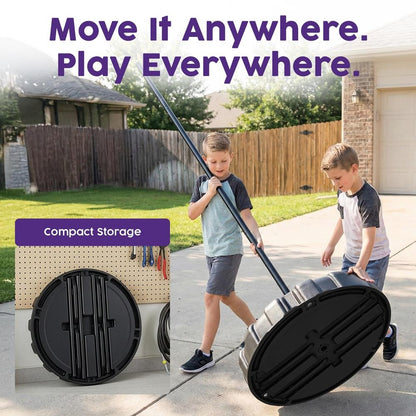 Hurtle Portable Tetherball Set - Complete Indoor/Outdoor Game With Ball Cord Pole Pump And Heavy-Duty Base For Gym Backyard Beach And Lawn Fun (Black)