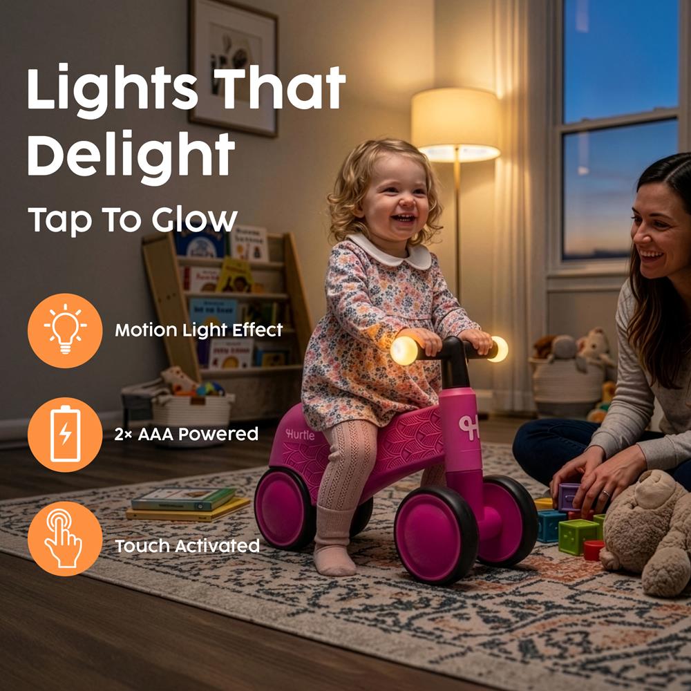 Toddler Balance Bike with Light Up Handlebars for 18 to 36 Months Seat - Pink